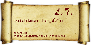 Leichtman Tarján névjegykártya